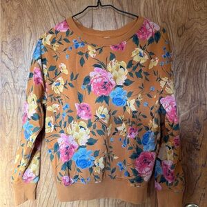 🌸🌼 Old Navy Floral Crewneck Sweater in Mustard Women’s S